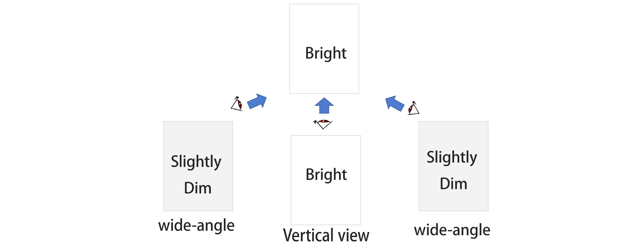 不同视角亮度衰减程度 不同视角亮度衰减程度